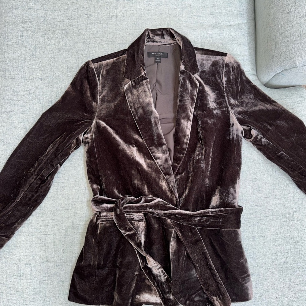 Brown Velvet Blazer with Belt